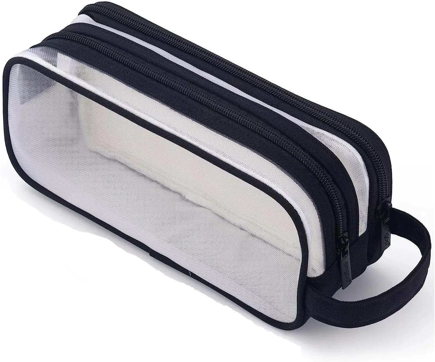Clear Cosmetic Bag, Travel Makeup Bag, Pencil Case Transparent Pen Case Portable Make Up Organizer for Adult Teen Women Purse for Toiletries Accessories Brushes (Black)