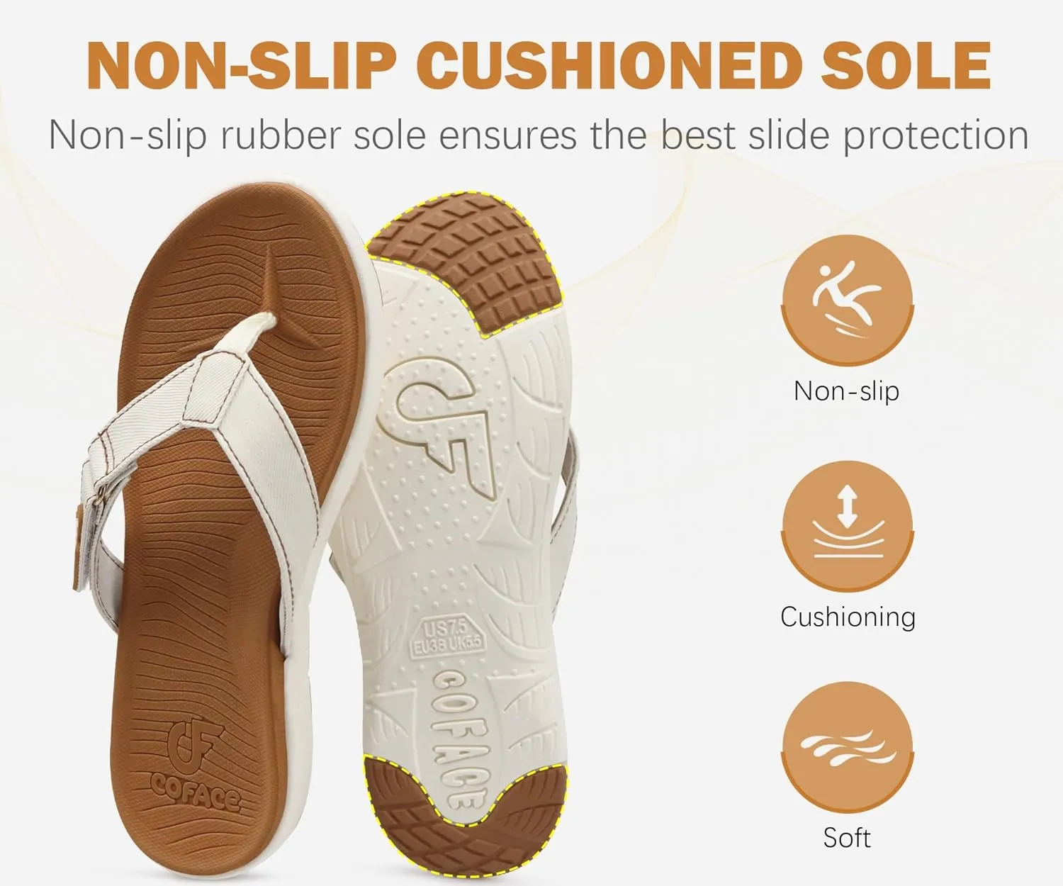 COFACE Flip Flops for Women with Arch Support Beach Thong Sandals for Woman Adjustable Fashion Orthopedic Sandal Outdoor