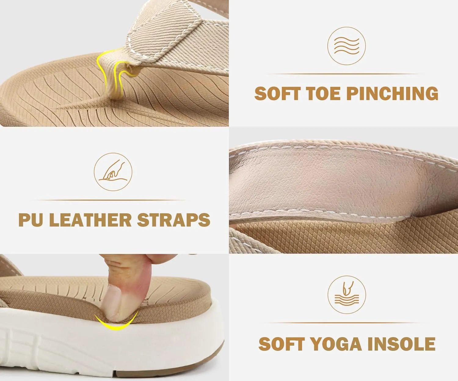 COFACE Flip Flops for Women with Arch Support Beach Thong Sandals for Woman Adjustable Fashion Orthopedic Sandal Outdoor