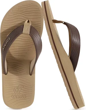 COFACE Men's Flip Flops Comfortable Yoga Mat Cushion Thong Sandals with Arch Support Casual Summer Beach Slides For Man, Size 7~15