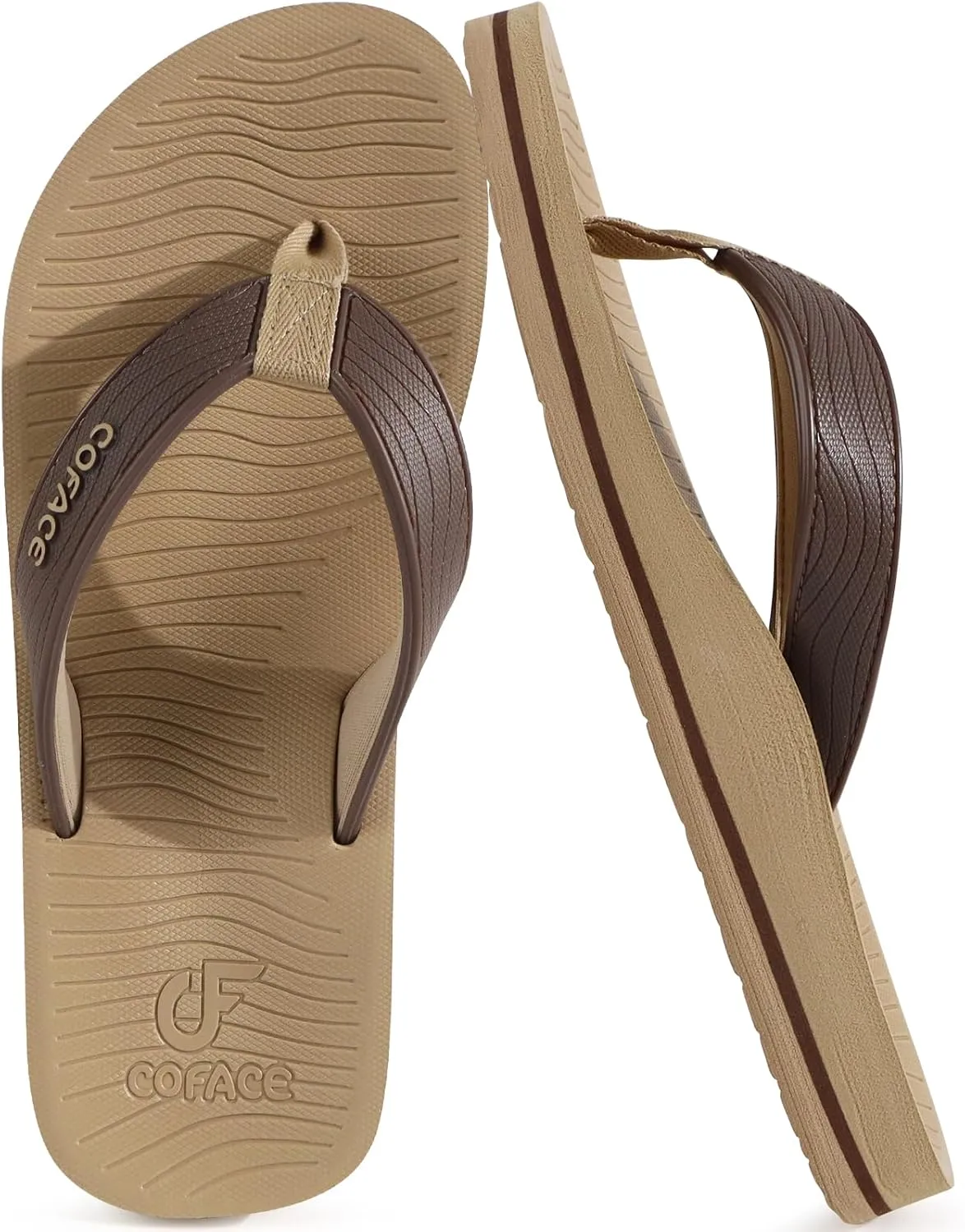 COFACE Men's Flip Flops Comfortable Yoga Mat Cushion Thong Sandals with Arch Support Casual Summer Beach Slides For Man, Size 7~15