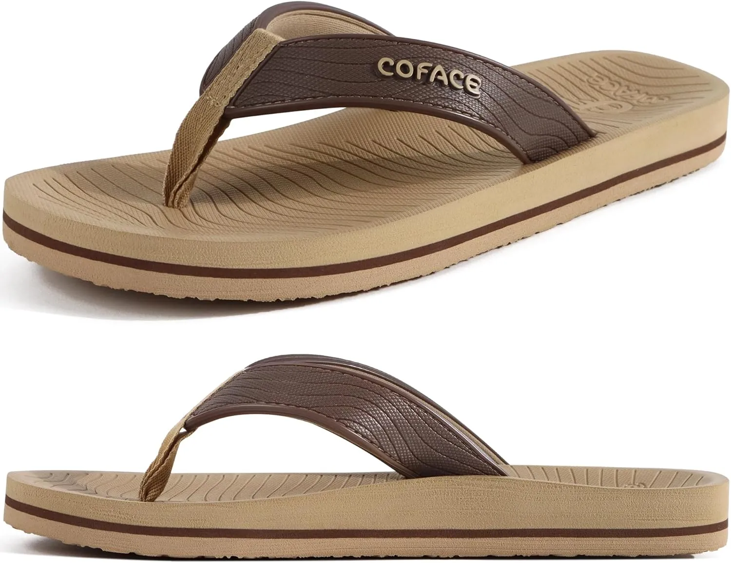 COFACE Men's Flip Flops Comfortable Yoga Mat Cushion Thong Sandals with Arch Support Casual Summer Beach Slides For Man, Size 7~15