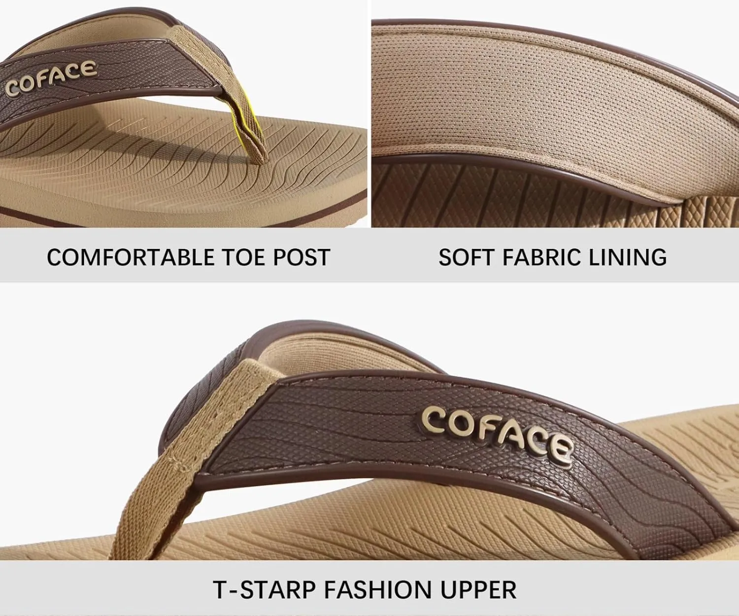 COFACE Men's Flip Flops Comfortable Yoga Mat Cushion Thong Sandals with Arch Support Casual Summer Beach Slides For Man, Size 7~15