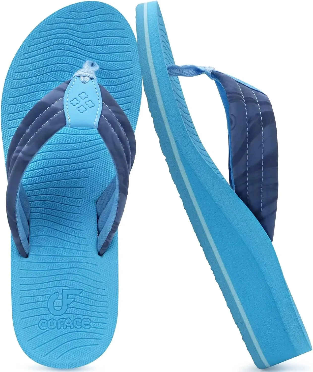 COFACE Women’s Flip Flops with Arch Support Ladies Fashion Lightweight Wedge Flip Flops Comfortable Yoga Mat Sole Summer Platform Thong Sandals