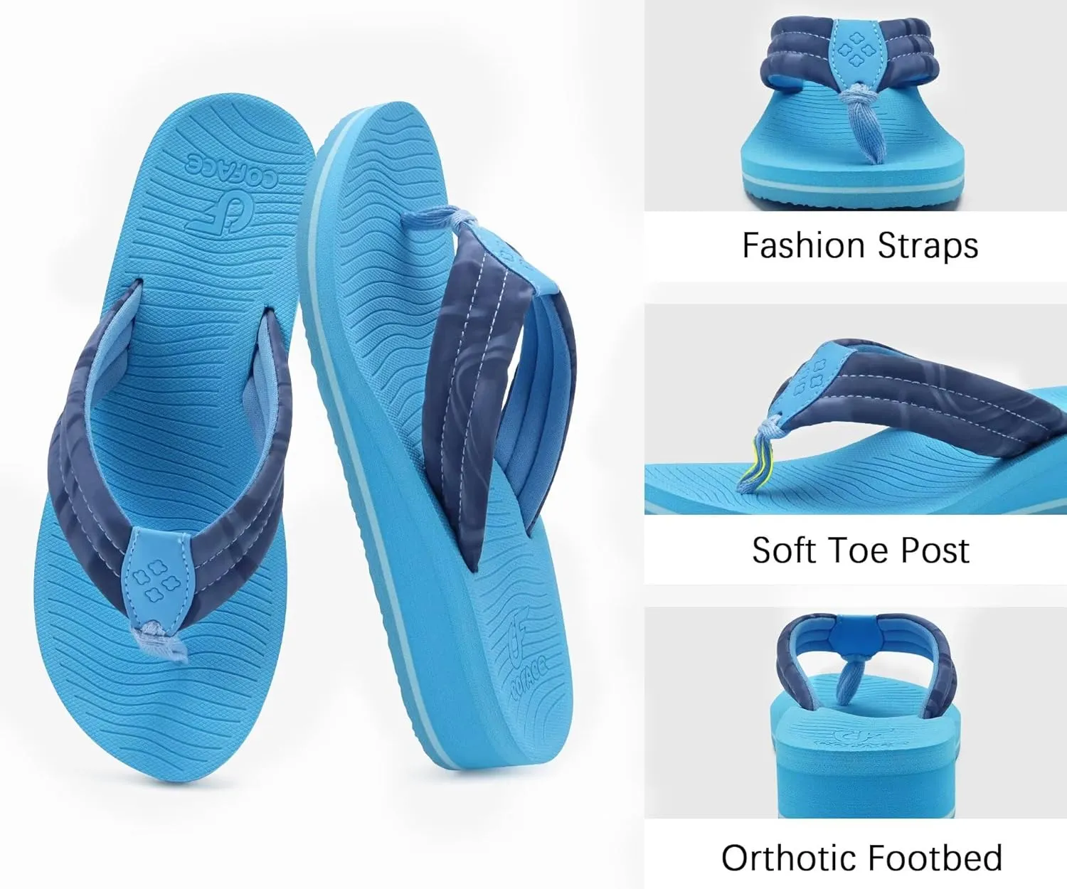COFACE Women’s Flip Flops with Arch Support Ladies Fashion Lightweight Wedge Flip Flops Comfortable Yoga Mat Sole Summer Platform Thong Sandals
