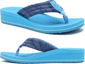 COFACE Women’s Flip Flops with Arch Support Ladies Fashion Lightweight Wedge Flip Flops Comfortable Yoga Mat Sole Summer Platform Thong Sandals