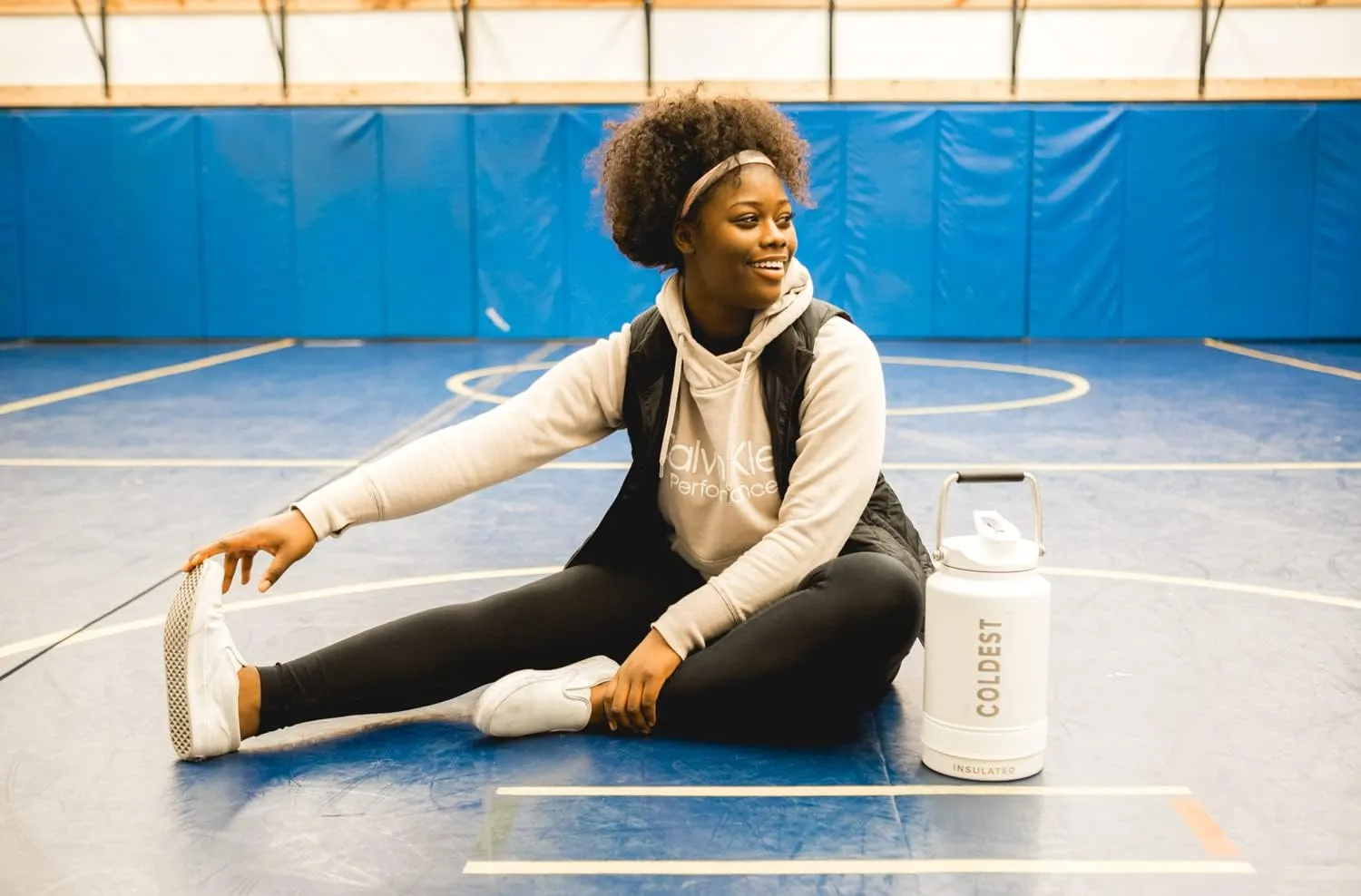 COLDEST Sports Water Bottle 128 oz/One Gallon (Straw Lid), Leak Proof, Vacuum Insulated Stainless Steel, Hot Cold, Double Walled, Thermo Mug, Metal Canteen Growler Jug (Galactic Blue Glitter, Gallon)