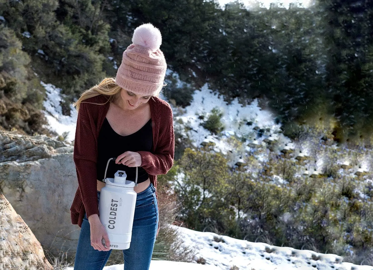 COLDEST Sports Water Bottle 128 oz/One Gallon (Straw Lid), Leak Proof, Vacuum Insulated Stainless Steel, Hot Cold, Double Walled, Thermo Mug, Metal Canteen Growler Jug (Galactic Blue Glitter, Gallon)
