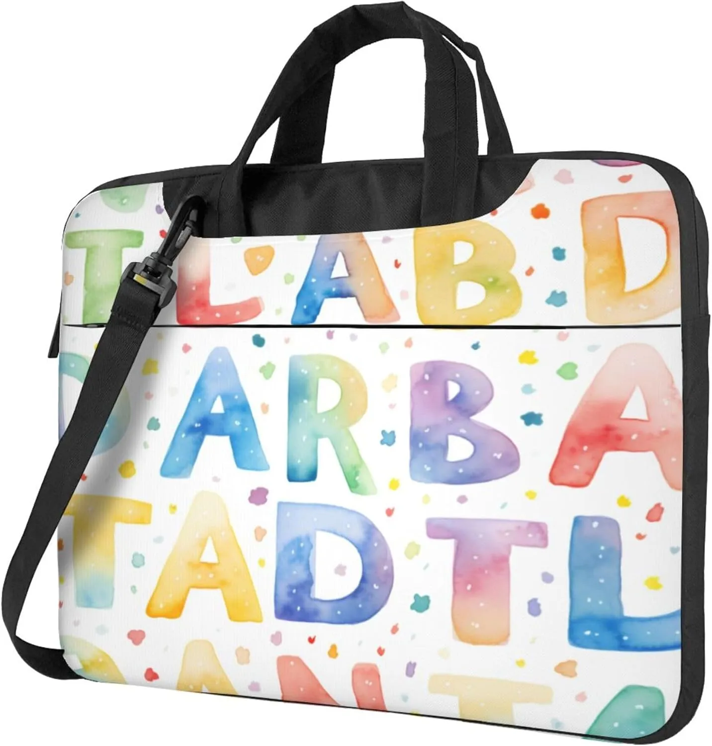 Colorful Letters Laptop Shoulder Bag for Women, Education Alphabets Laptop Sleeve Case Durable Computer Bag
