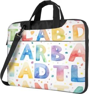Colorful Letters Laptop Shoulder Bag for Women, Education Alphabets Laptop Sleeve Case Durable Computer Bag