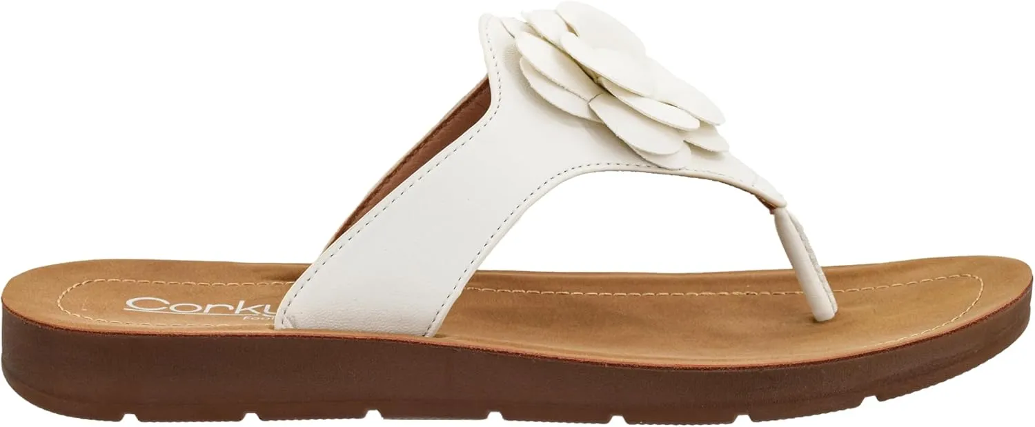 Corkys Footwear Women's So Delish Flip Flop Sandal – Lightweight, Comfortable, with Floral Embellishment, Perfect for Summer Style and Versatile Wear, Open Toe