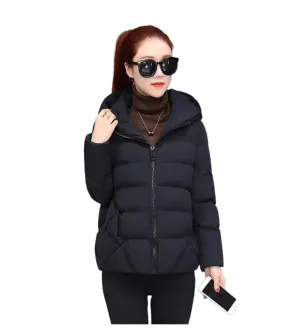 Cotton Padded Coat Autumn Winter Slim Short Hooded Warm Thicken Jackets