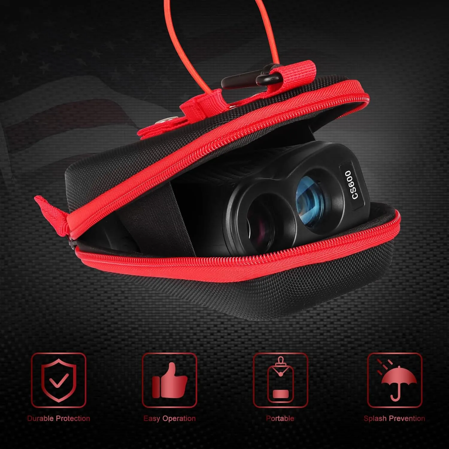 Craftsman Golf Rangefinder Case USA Flag Hard Shell for Tectectec Callaway, Universal Range Finder Carry Bag