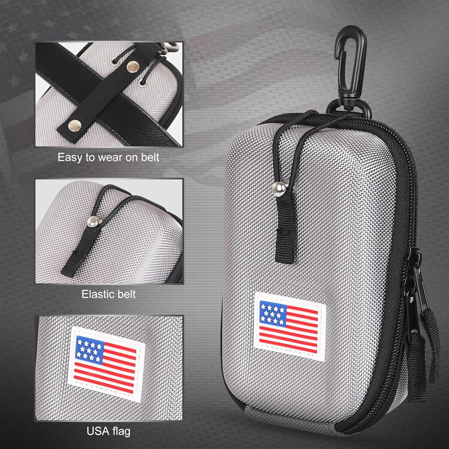 Craftsman Golf Rangefinder Case USA Flag Hard Shell for Tectectec Callaway, Universal Range Finder Carry Bag