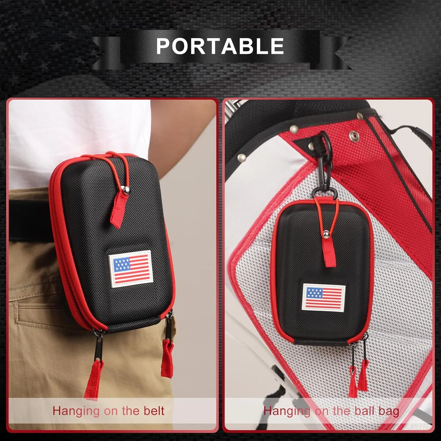 Craftsman Golf Rangefinder Case USA Flag Hard Shell for Tectectec Callaway, Universal Range Finder Carry Bag