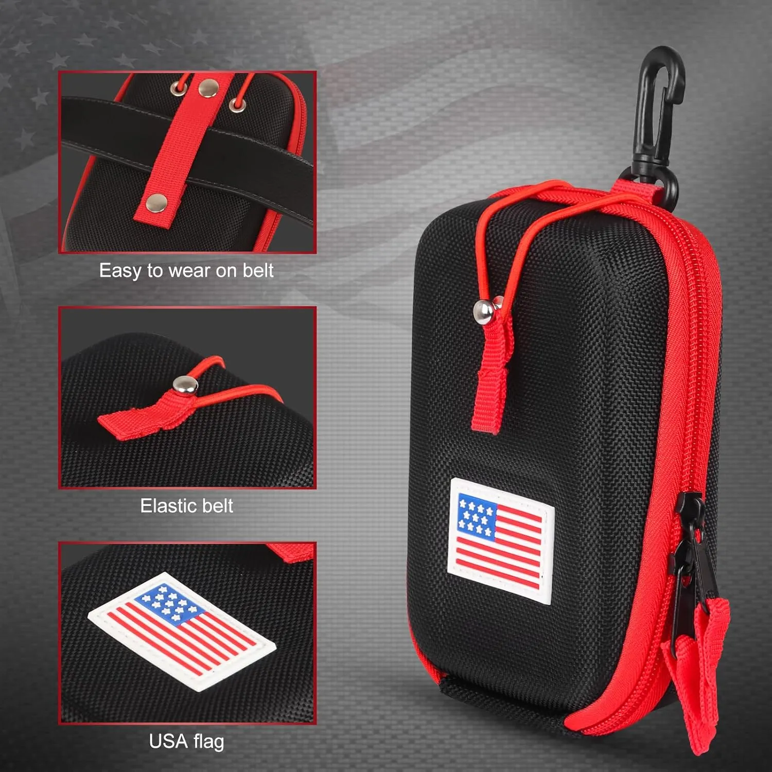 Craftsman Golf Rangefinder Case USA Flag Hard Shell for Tectectec Callaway, Universal Range Finder Carry Bag
