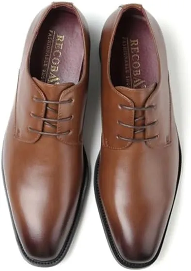 CSCDD Men's Waxed Lacing Rubber Sole Non-Slip Wear-Resistant Leather Inner Gradient Pointed Toe Design Suitable for Daily Commuting Party Business