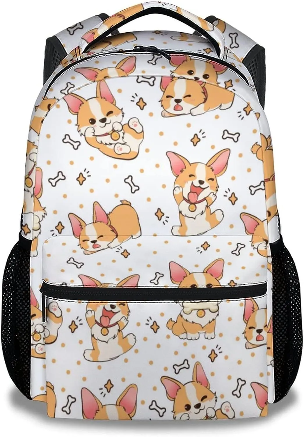 Cute Corgi Backpack, 16 Inch Dog Theme Bookbag with Adjustable Straps, Durable, Lightweight, Large Capacity, School Backpack for Kids Girls Boys