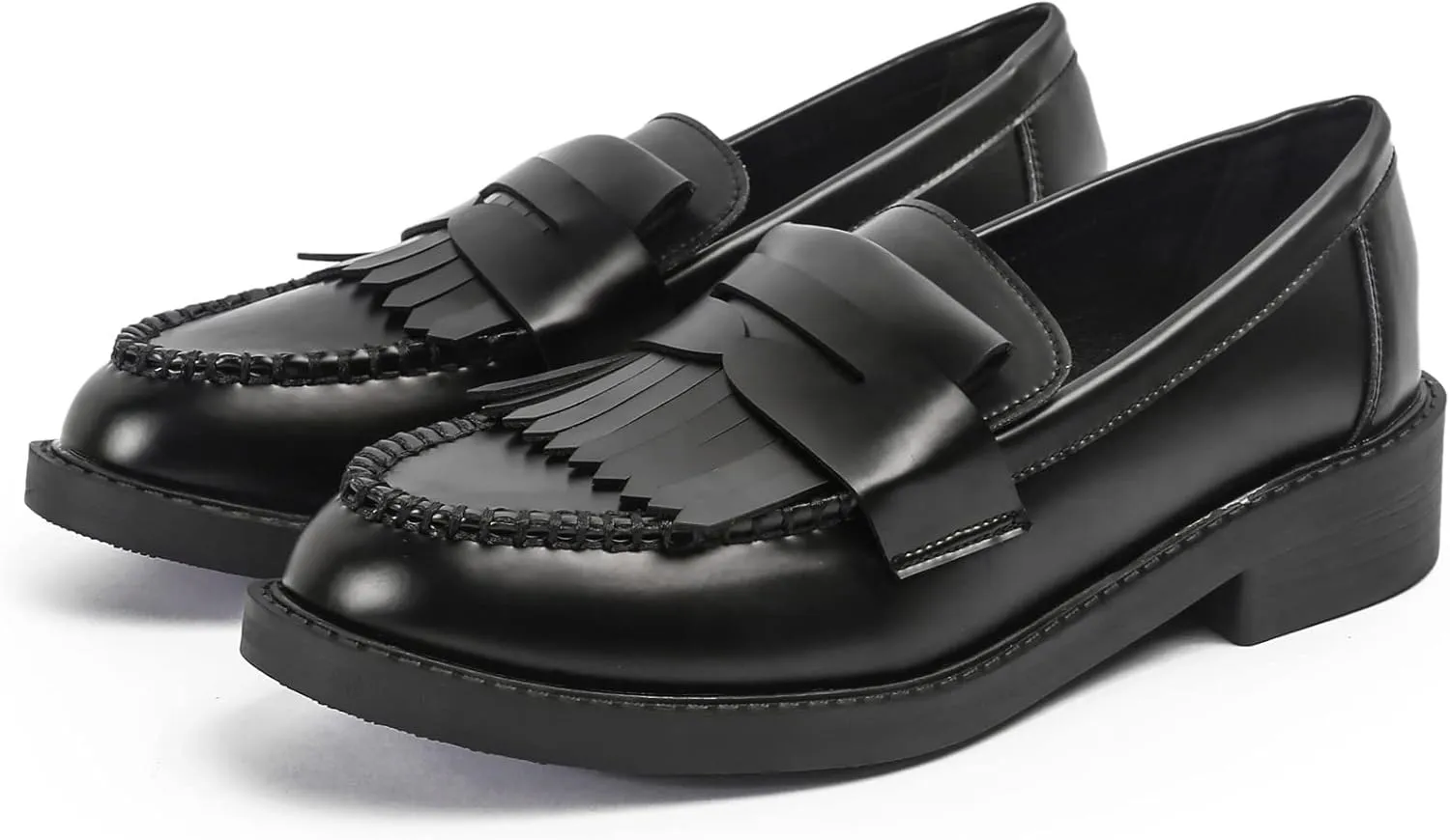 DADAWEN Women's Slip-On Tassel Round Toe Platform Casual Oxfords Dress Shoes