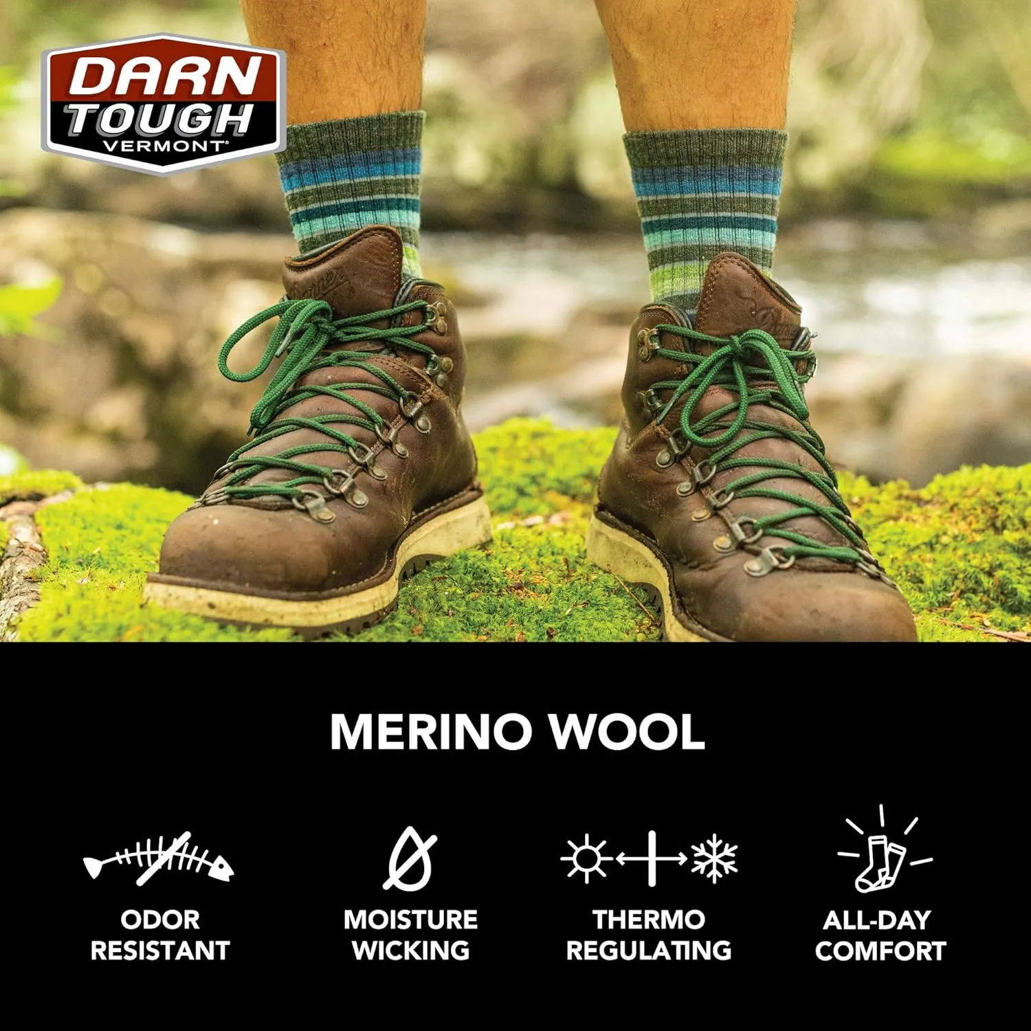 Darn Tough Men's (Style 1972) Light Hiker Micro Crew Lightweight with Cushion Sock