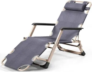 Deck Chair Recliners Folding Recliner Portable Reclining Sun Lounger Portable Outdoor Camping Chair-Grey Pearl Pad-Gray