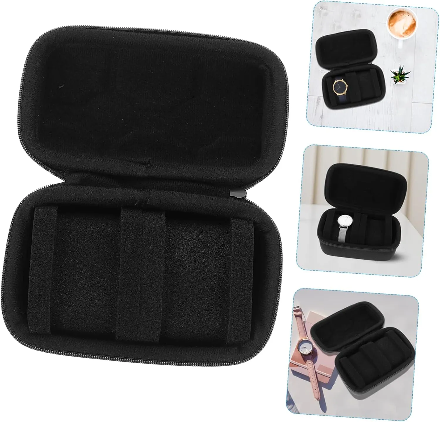 Didiseaon Oxford Fabric Watch Box Case 2 Watch Pouches Portable Organizer Storage