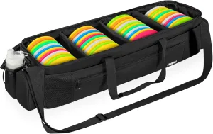Disc Golf Storage Bag Durable Large Capacity with Dividers and Multi Side Pockets, Black