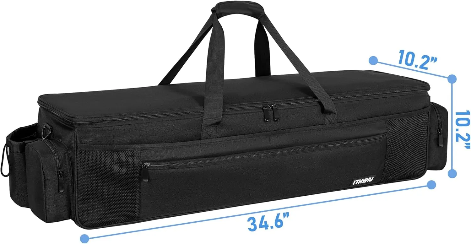 Disc Golf Storage Bag Durable Large Capacity with Dividers and Multi Side Pockets, Black
