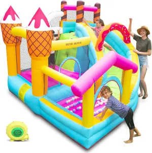 Doctor Dolphin Inflatable Bounce House, Inflatable Bounce House for Kids Large, Kids Bounce House with Slide, Indoor Outdoor Jump House for Gift(450W Blower Included)