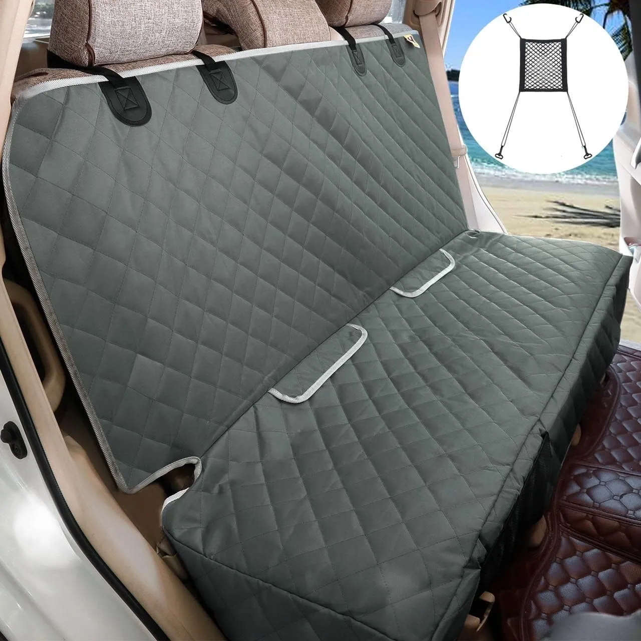 Dog Seat Cover for Back Seat More Durable Waterproof Backseat Protector, High Heat Resistant and Nonslip Back Seat Cover for Dogs Kids, Universal Size Fits Cars Trucks SUVs (Grey)