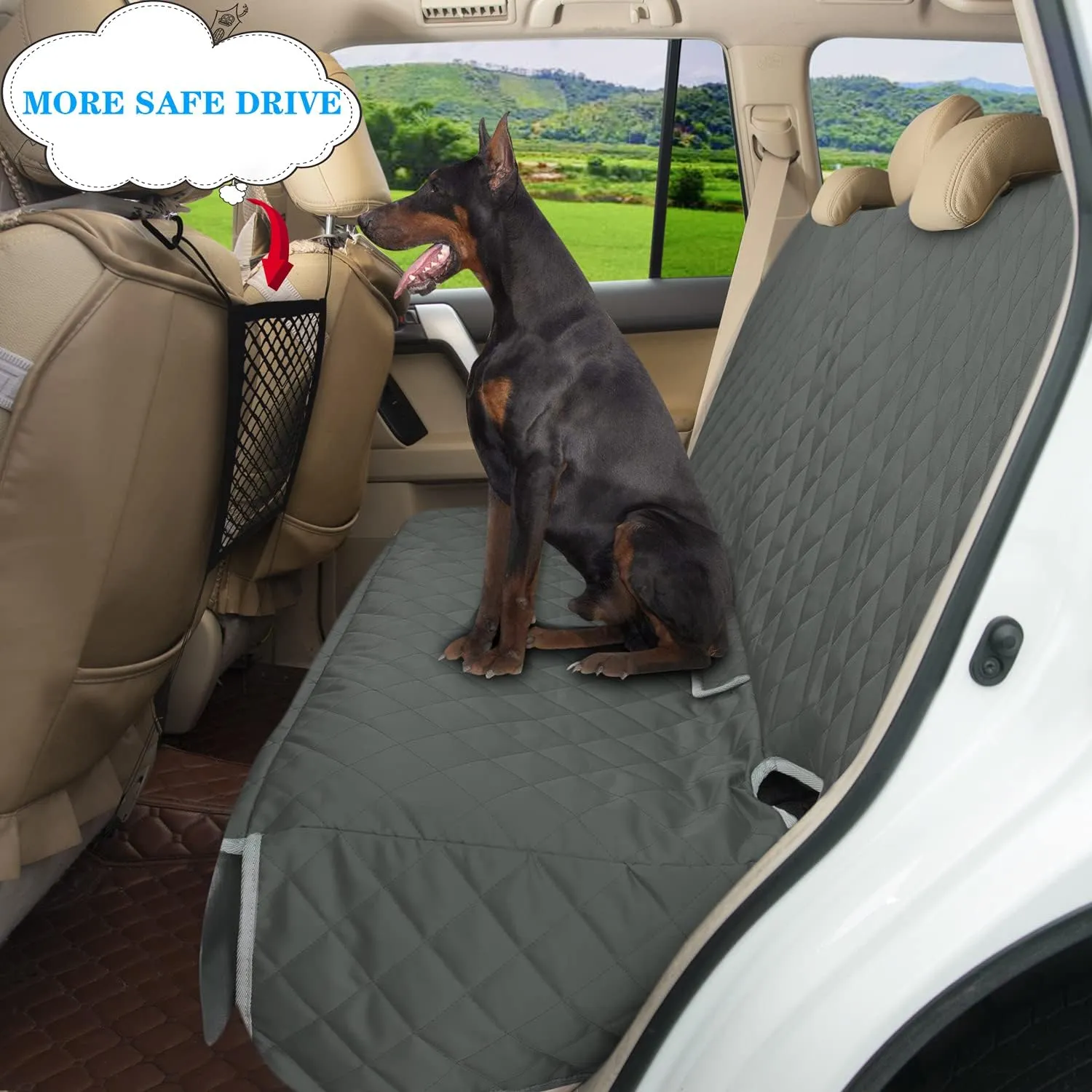 Dog Seat Cover for Back Seat More Durable Waterproof Backseat Protector, High Heat Resistant and Nonslip Back Seat Cover for Dogs Kids, Universal Size Fits Cars Trucks SUVs (Grey)