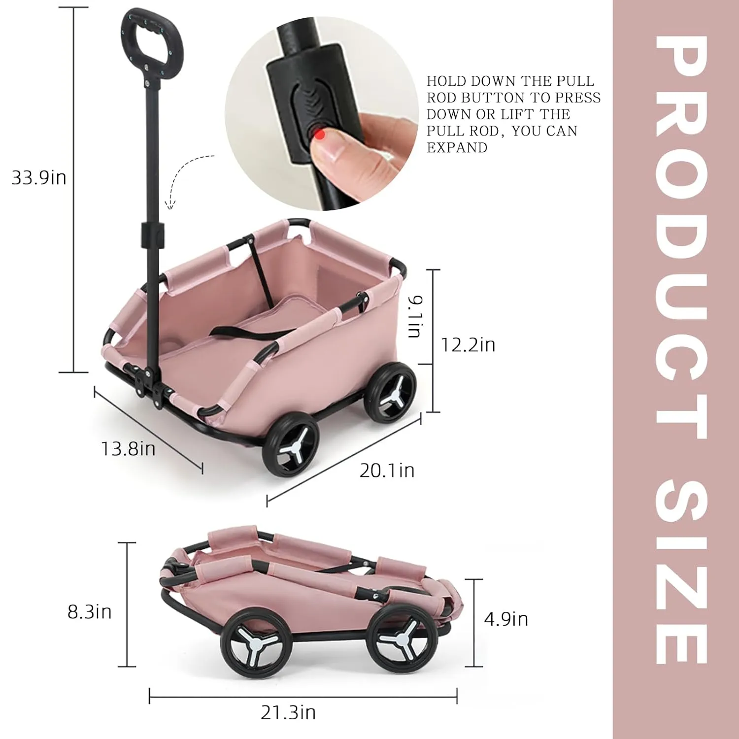 Dog Stroller 4 Wheels Folding Dog Cart Pet Stroller for Travelling Shopping Walking Playing for Small Dogs Cats, Up to 13.2lbs