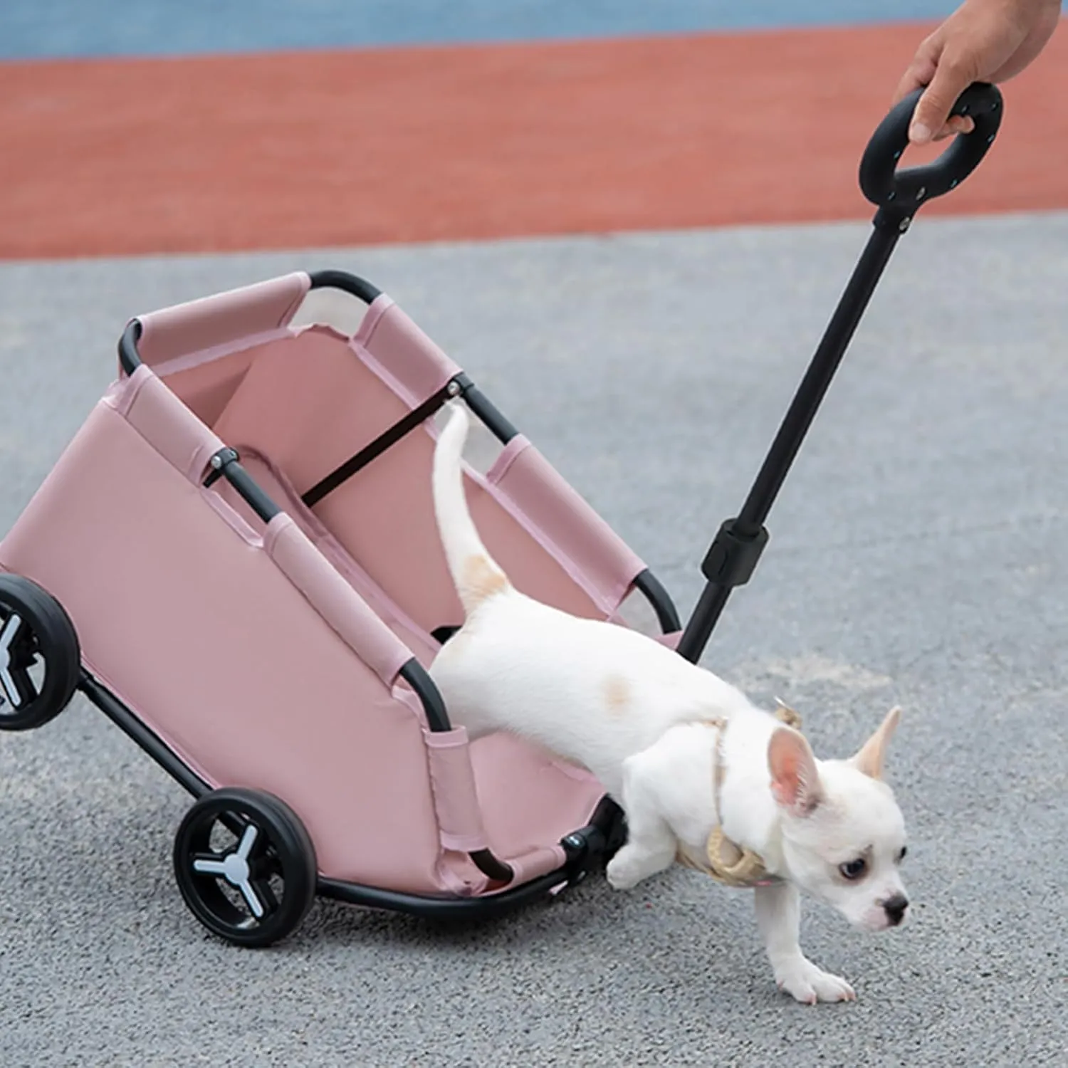 Dog Stroller 4 Wheels Folding Dog Cart Pet Stroller for Travelling Shopping Walking Playing for Small Dogs Cats, Up to 13.2lbs