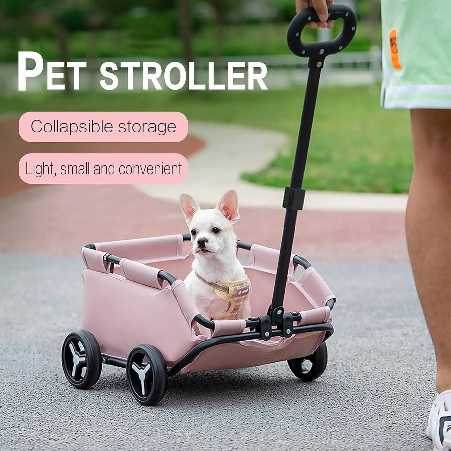 Dog Stroller 4 Wheels Folding Dog Cart Pet Stroller for Travelling Shopping Walking Playing for Small Dogs Cats, Up to 13.2lbs