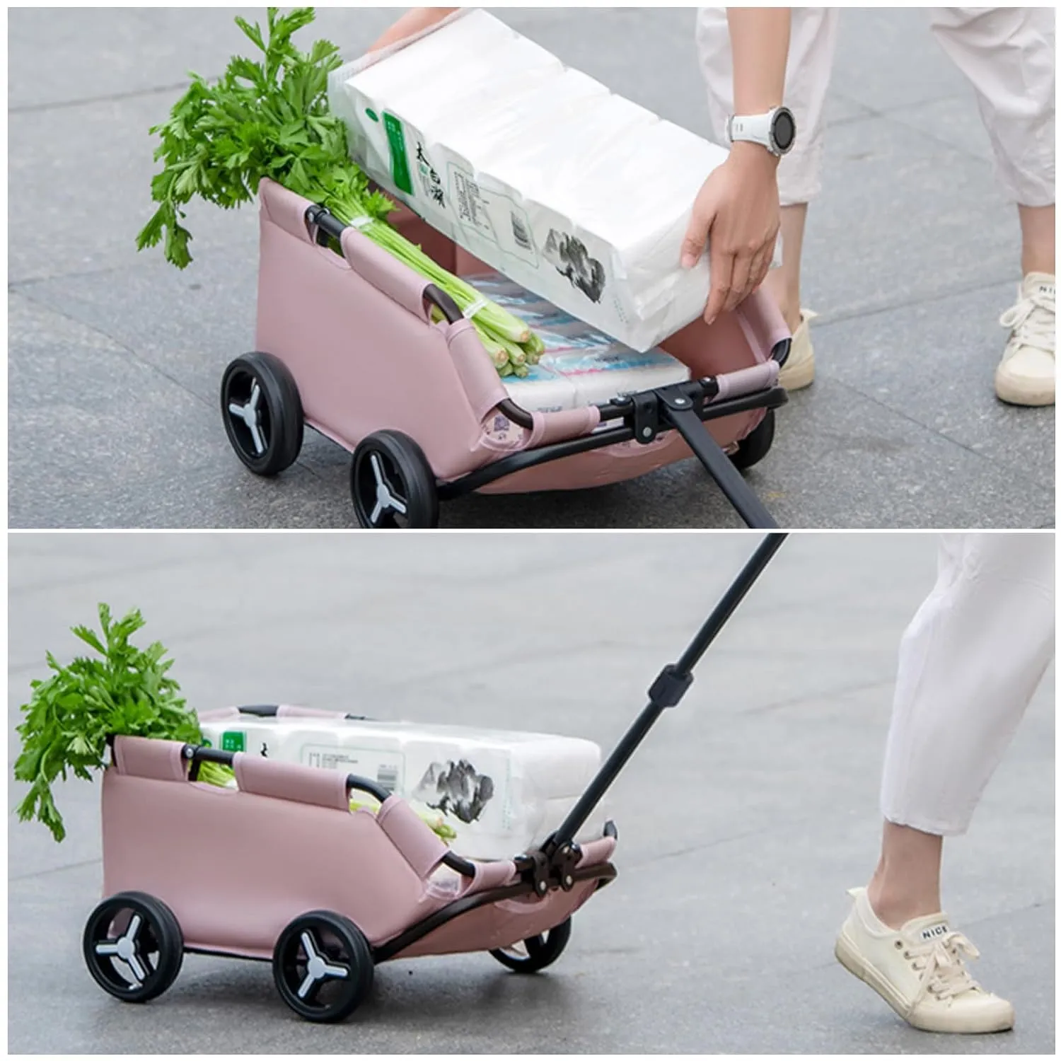 Dog Stroller 4 Wheels Folding Dog Cart Pet Stroller for Travelling Shopping Walking Playing for Small Dogs Cats, Up to 13.2lbs
