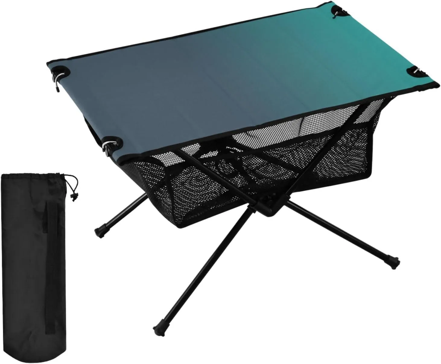 DOMIKING Blue Green Gradient Portable Camping Table Folding Picnic Tables with Carrying Storage Bag Camp Table for Hiking Cooking Fishing 23.6 * 15.6 * 15 in