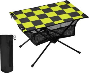 DOMIKING Checkboard Black Yellow Plaid Portable Camping Table Folding Picnic Tables with Carrying Storage Bag Camp Tables for Hiking Fishing Cooking 23.6 * 15.6 * 15 in