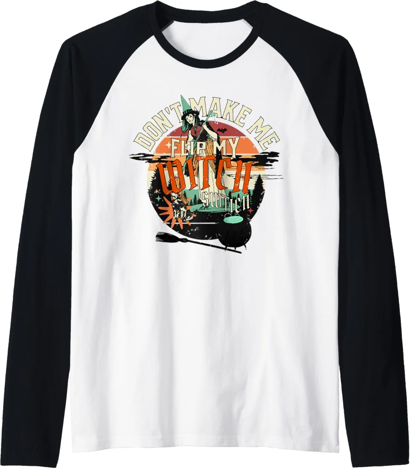 Don't Make Me Flip My Witch Switch Funny Halloween Costume Raglan Baseball Tee