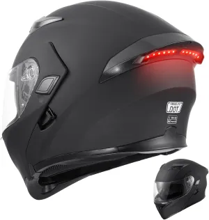 DOT Modular Motorcycle Full Face Helmet Flip-Up Dual Visor, Lightweight & DOT Approved, Matte Black