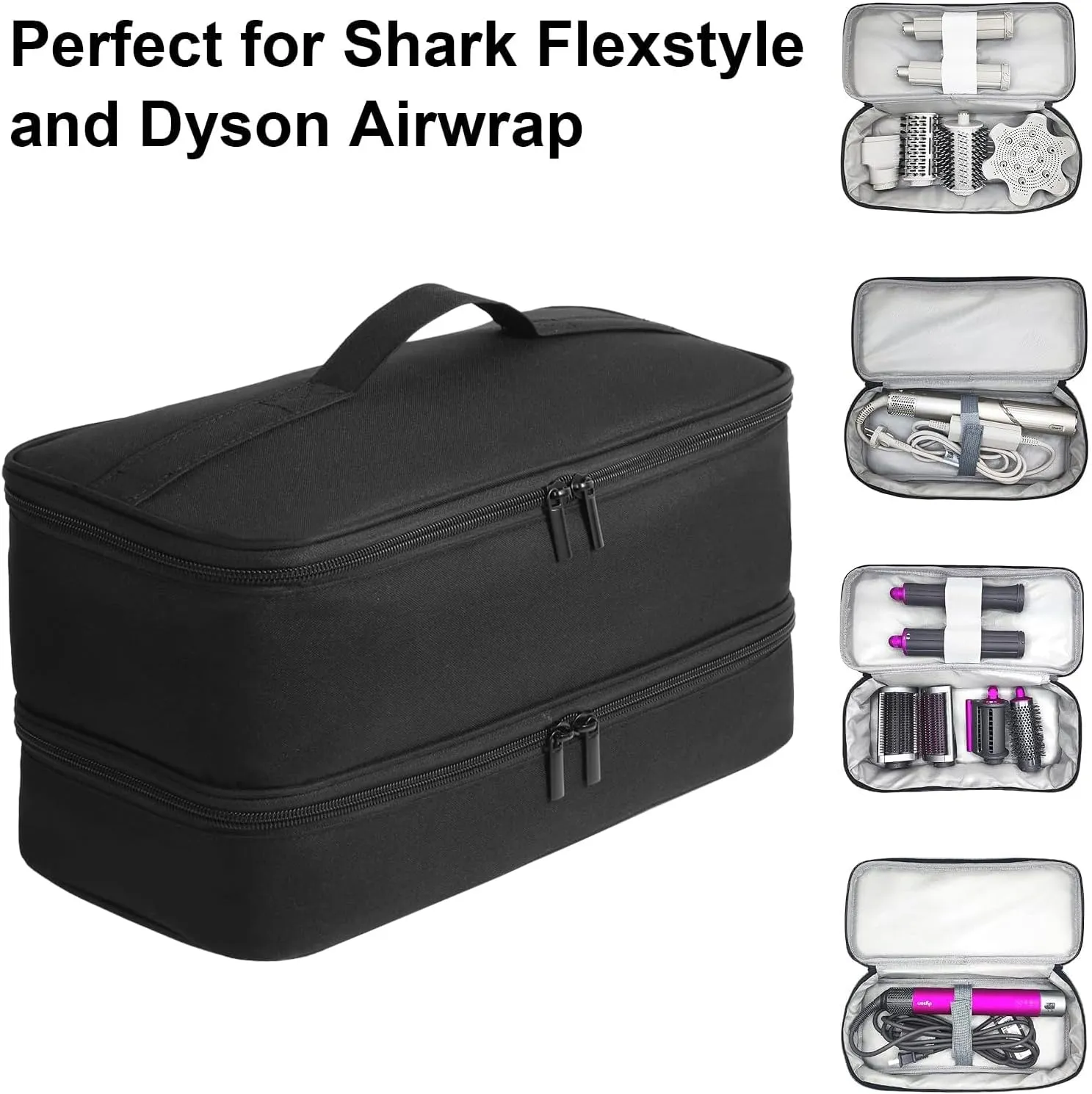 Double-Layer Carrying Case for Shark Flexstyle, Travel Case for Shark Flexstyle/FlexFusion, Portable Storage Organizer bag for Shark Flexstyle/Dyson Airwrap Styler and Attachments
