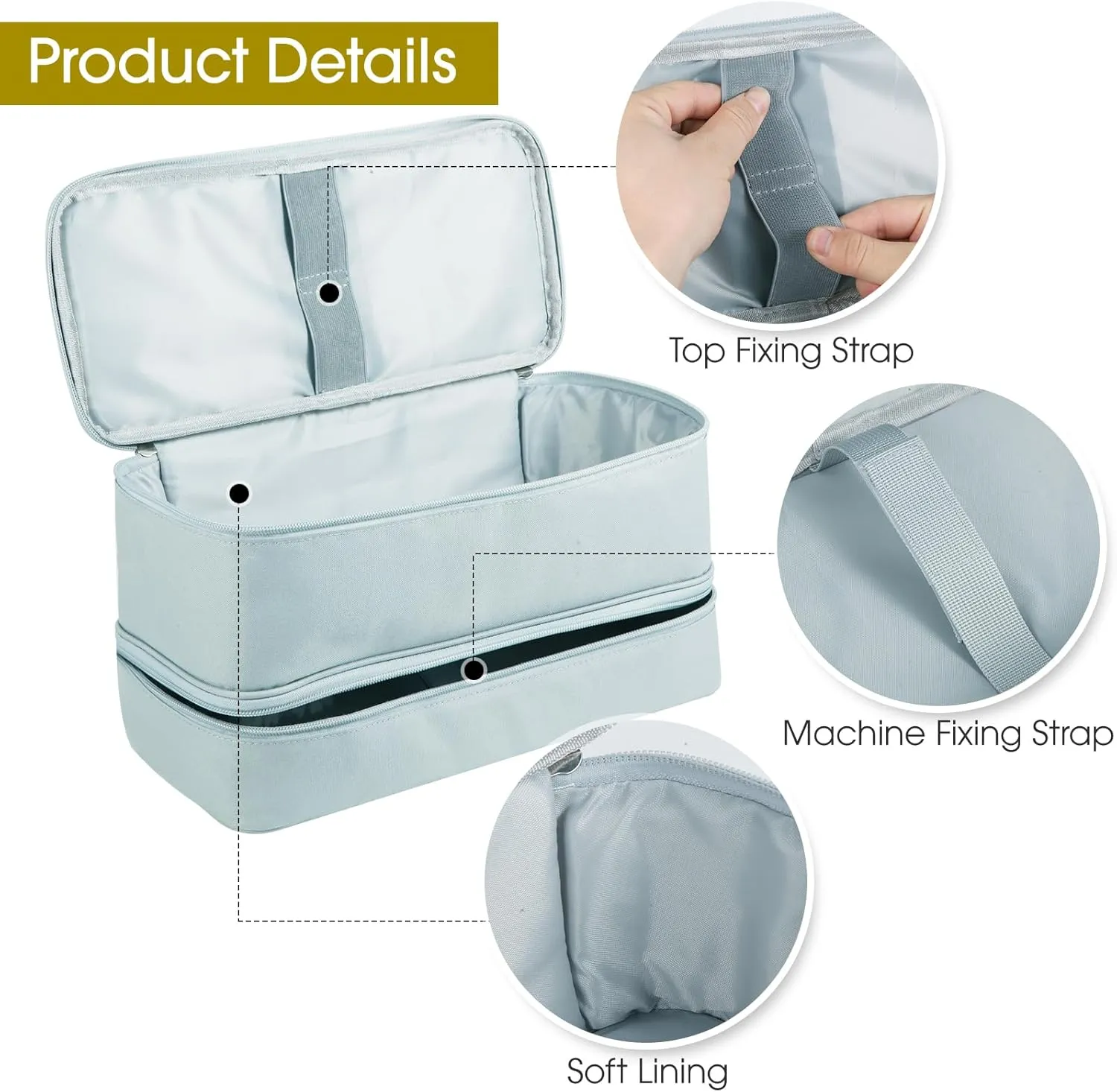 Double-Layer Carrying Case for Shark Flexstyle, Travel Case for Shark Flexstyle/FlexFusion, Portable Storage Organizer bag for Shark Flexstyle/Dyson Airwrap Styler and Attachments
