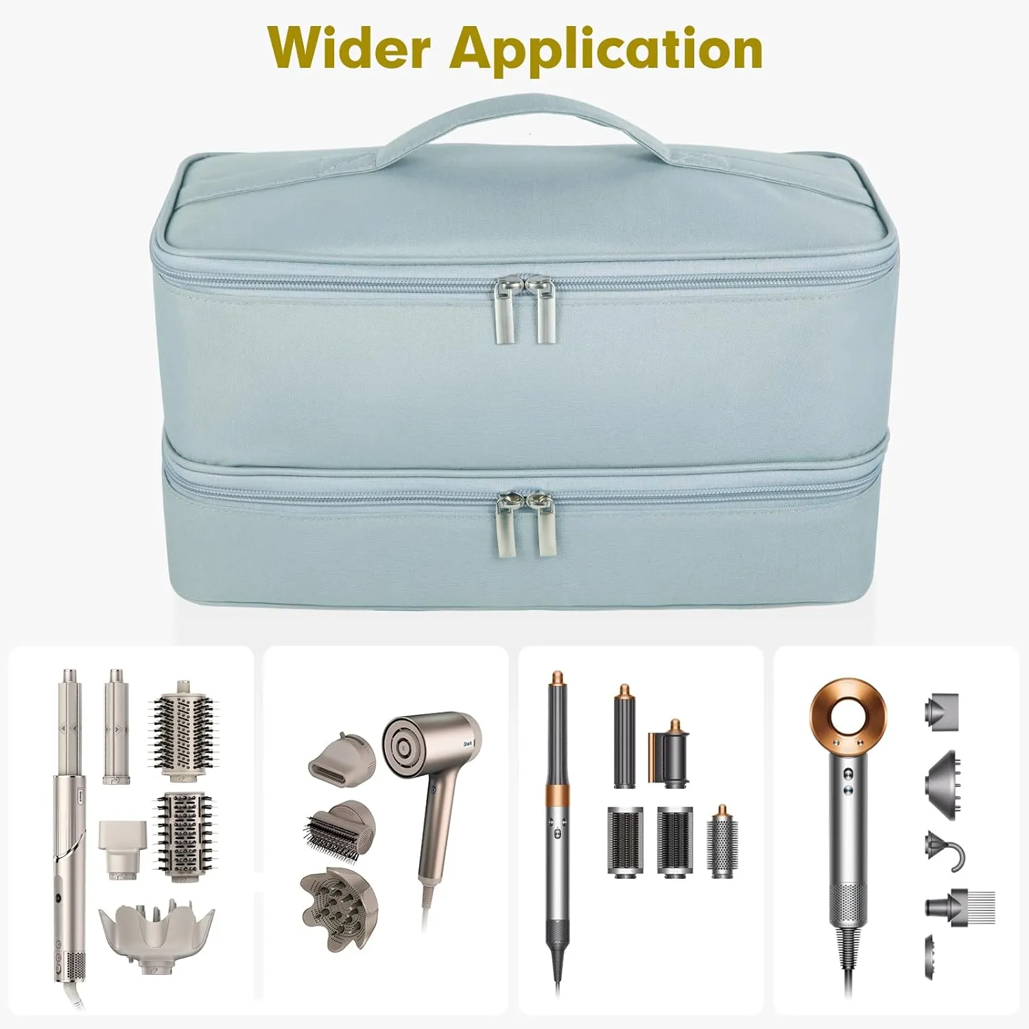 Double-Layer Carrying Case for Shark Flexstyle, Travel Case for Shark Flexstyle/FlexFusion, Portable Storage Organizer bag for Shark Flexstyle/Dyson Airwrap Styler and Attachments