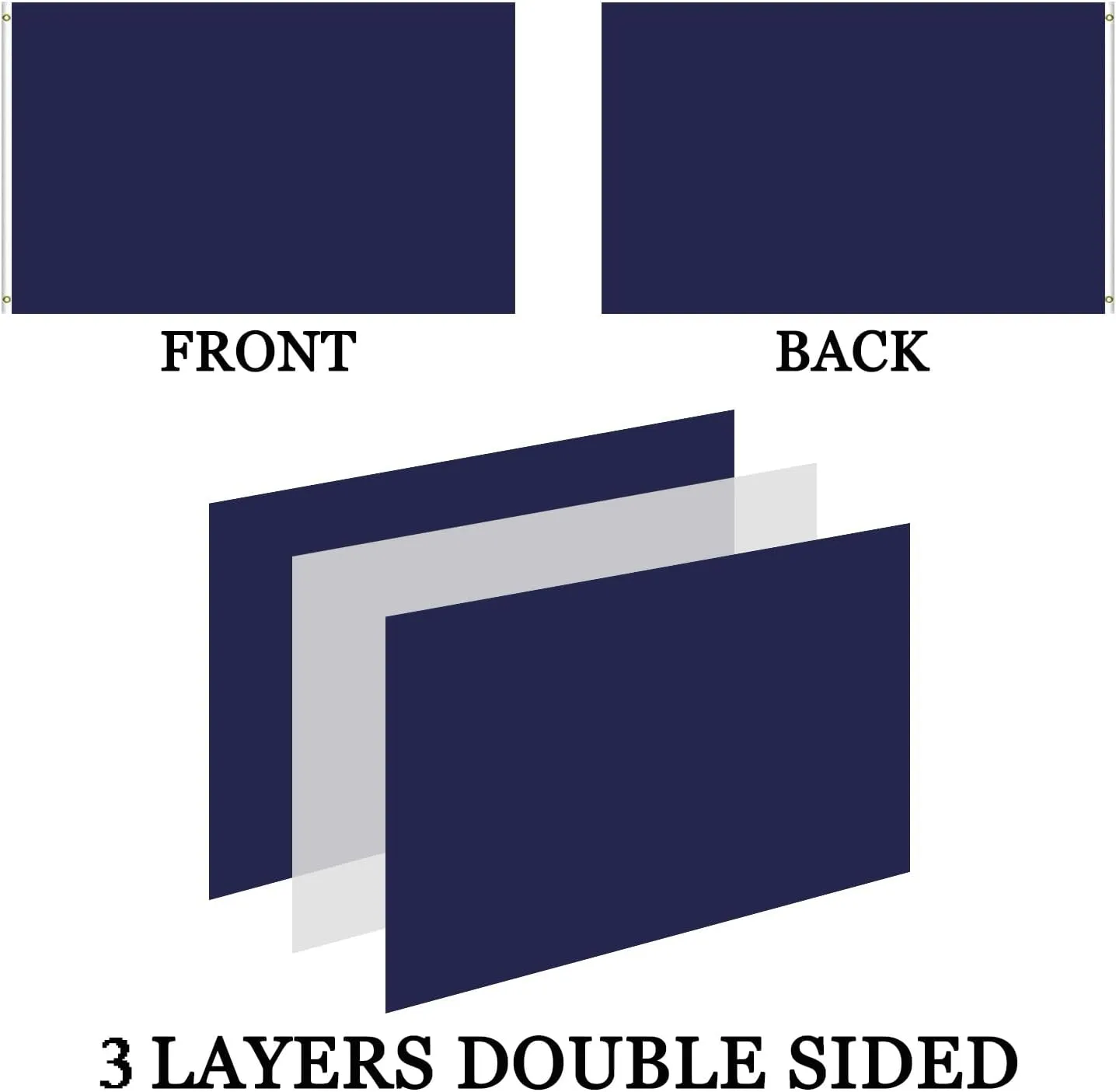Double Sided Navy Flags 3x5 Outdoor- Heavy Duty 3Ply 240D Polyester Vivid Colors- Navy Flag Banner- Canvas Header with 2 Brass Grommets & 4 Rows Stitched