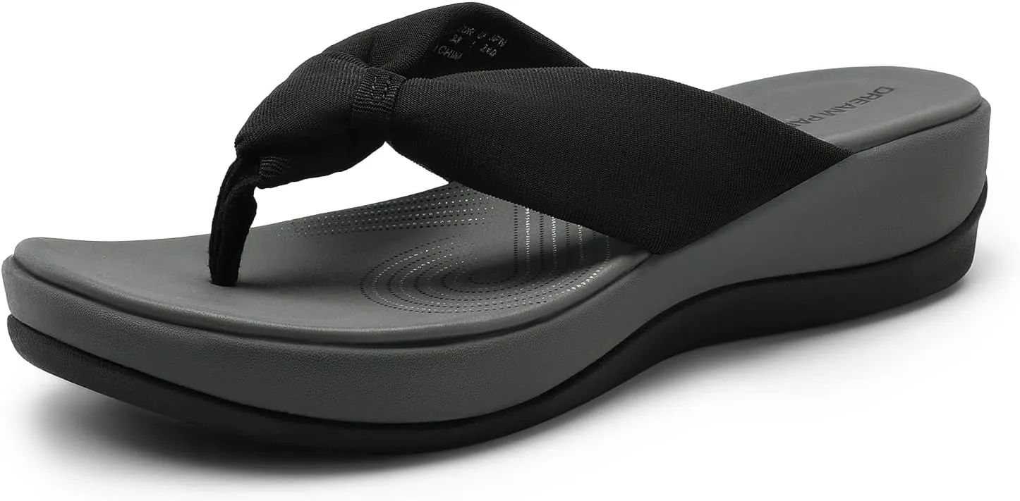 DREAM PAIRS Platform Flip Flops for Women Cushioned Thong Sandals with Soft Eva Foam Insole Lightweight Lycra fabric Comfort Dressy Slides Slippers for Summer Beach