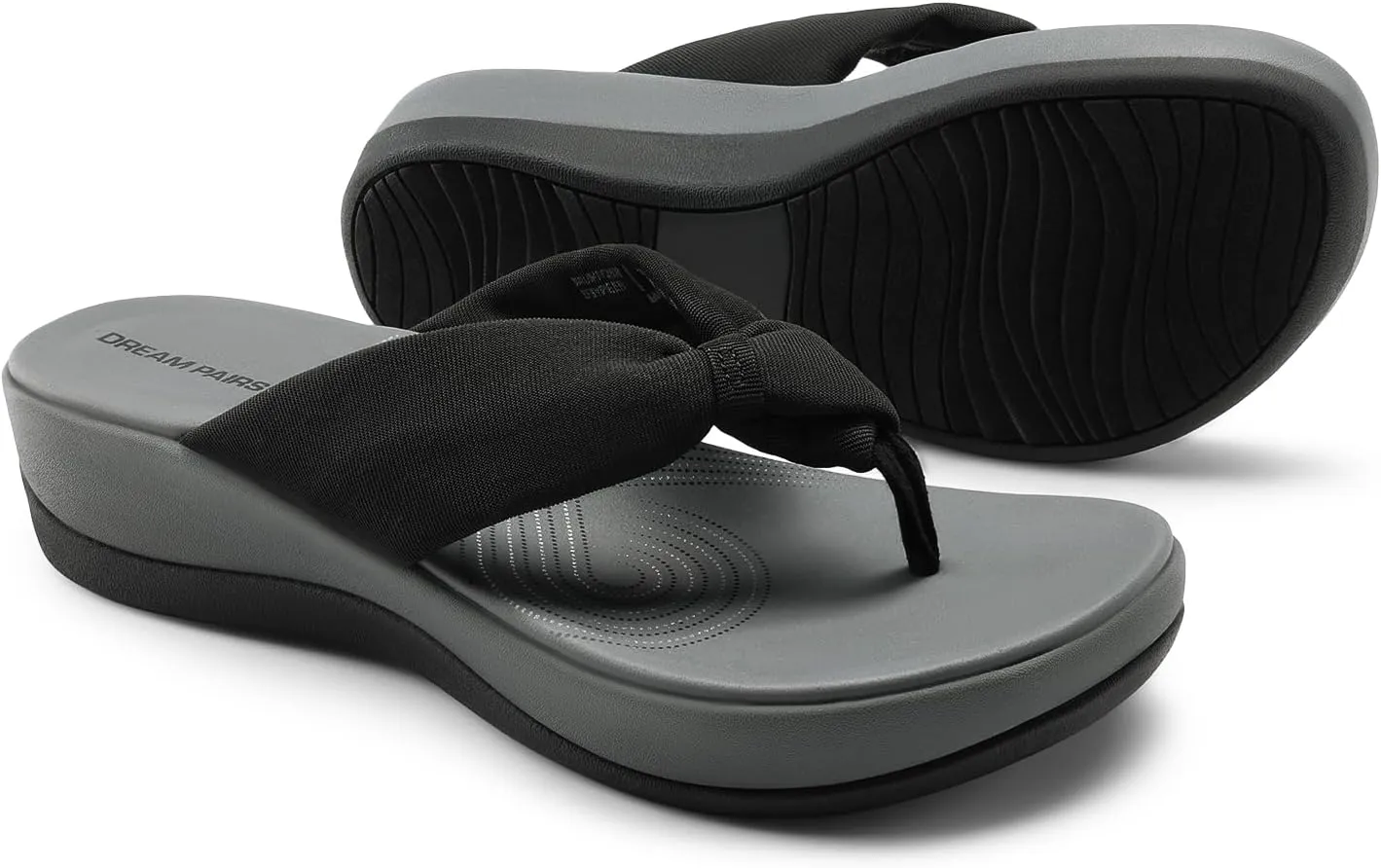 DREAM PAIRS Platform Flip Flops for Women Cushioned Thong Sandals with Soft Eva Foam Insole Lightweight Lycra fabric Comfort Dressy Slides Slippers for Summer Beach