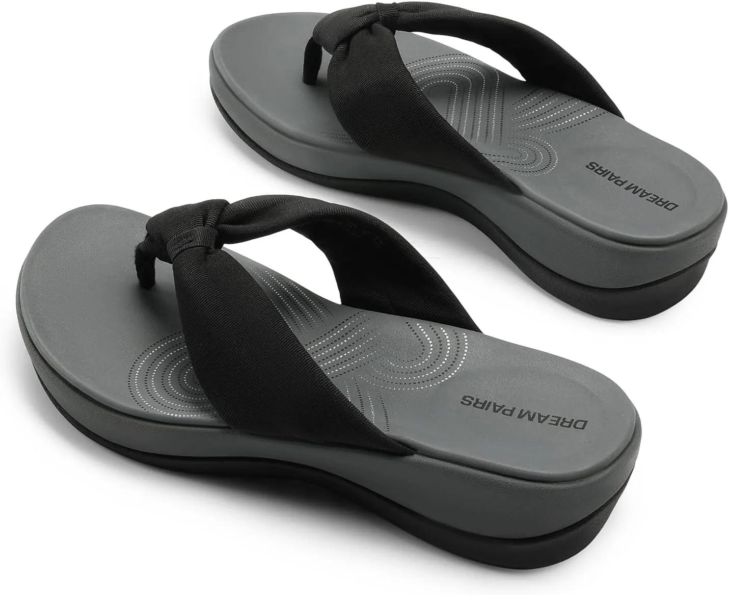 DREAM PAIRS Platform Flip Flops for Women Cushioned Thong Sandals with Soft Eva Foam Insole Lightweight Lycra fabric Comfort Dressy Slides Slippers for Summer Beach