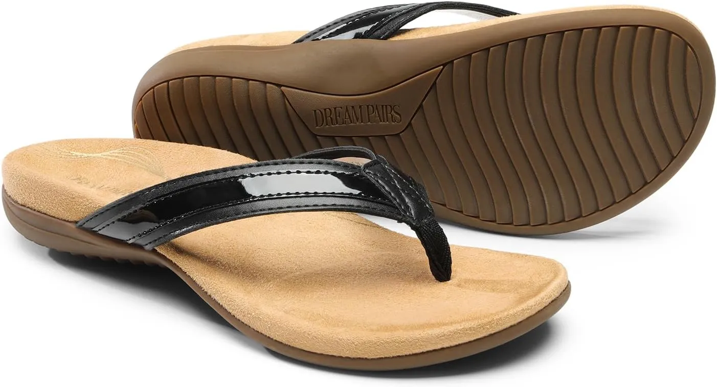 DREAM PAIRS Women's Flip Flops Arch Support Comfortable Soft Cushion Walking Thong Sandals for Summer Beach