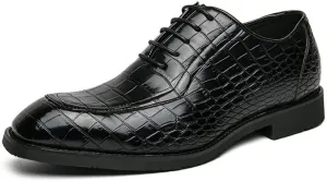 Dress Oxford for Men Lace Up Square Toe PU Leather Block Pattern Oxford Shoes Block Heel Rubber Sole Non Slip Resistant Classic