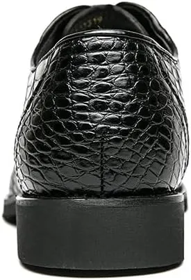 Dress Oxford for Men Lace Up Square Toe PU Leather Block Pattern Oxford Shoes Block Heel Rubber Sole Non Slip Resistant Classic