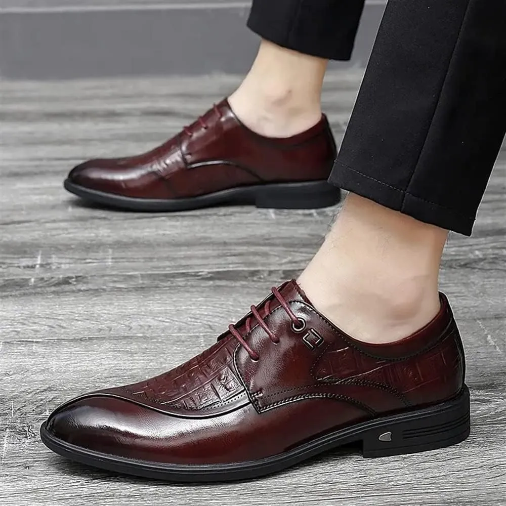 Dress Oxford Shoes for Men Lace Up Crocodile Print Split Toe Vegan Leather Block Heel Resistant Non Slip Anti-Slip Wedding Suitable for Many Occasions